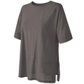 T-shirt sportiva oversize grigio scuro con trama mesh e dettaglio spacco laterale - Grigio Caffè