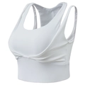 Soutien-gorge de sport blanc à fort impact avec pli croisé et bande côtelée - S / Hauts / Blanc