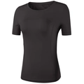 Camiseta deportiva negra entallada para mujer con cuello redondo y tejido de secado rápido - S / Negro