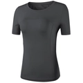 Slim fit charcoal grey yoga t-shirt with compression seams for women's athletic training - S / Tops / Gray