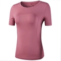Slim fit rose pink yoga t-shirt for women with athletic seams and breathable fabric - S / Tops / Rose Pink