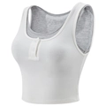 Kurzes Yoga-Crop-Top mit integrierten Brustpolstern und doppellagigem Rippenstrick - Weiß