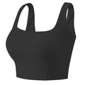 High-impact black sports bra with wide straps for fitness yoga and running support - S / Black