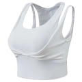White high-impact sports bra with ribbed texture and racerback for yoga and fitness - White