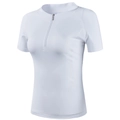 Maglia sportiva slim da donna con mezza cerniera e colletto alla coreana bianca - S / Bianco