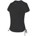 Eng anliegendes schwarzes Yoga-T-Shirt mit Halbreißverschluss und Seitenzug - S / Schwarz