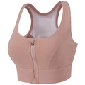 Sujetador deportivo rosa con cremallera frontal y forro de malla transpirable para yoga - S / Rosa