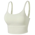 Damen Sport-BH in Hellgrün mit doppelten Spaghettiträgern und stützendem breitem Saum - XL / Hell Elfenbeinfarben