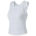 Detail of white slim-fit yoga top with built-in pads and double shoulder straps - M / White