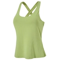 Women's light green yoga tank top with U-neck and criss-cross back straps on white background - S / Green