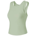 Detail of light green yoga tank top showing hollow double shoulder straps and breathable fabric - S / Light Green