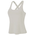 Close-up of double-cross wide straps on back of a light grey fitness sports vest - S / Ivory
