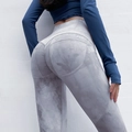 Gray marble tie-dye high waist yoga leggings with scrunch butt lift feature for gym - Storm Gray