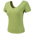 Eng anliegendes V-Ausschnitt Sport-T-Shirt aus Rippstrick für Damen in Salbeigrün - S / Grün