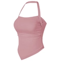 Chaleco deportivo con cuello halter rosa empolvado con cordón y dobladillo triangular - L / Rosa