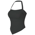 Women's black halter neck sports bra with side ruching and triangular hem design - Black