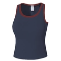 Débardeur de sport côtelé bleu marine pour femme avec bordure bordeaux chic - Bleu Ciel Mix