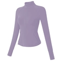 Violette schmal geschnittene Damen-Sportjacke mit Stehkragen und praktischen Daumenlöchern - S / Lila