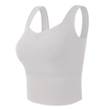 White high-impact sports bra with wide straps and racerback design for gym yoga fitness - S / White