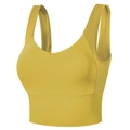 Mustard yellow sports bra featuring wide straps and high-elasticity quick-dry fabric - Yellow