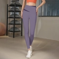 Purple high-waisted yoga pants with cross-waist design and butt-lifting shaping effect - L / Purple