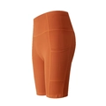 Pantaloncini da yoga arancione caramello a vita alta con tasche laterali elasticizzati - Arancione
