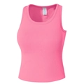 Débardeur de sport côtelé rose vif pour femme, haut professionnel pour yoga et fitness - Rose rouge