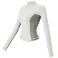 Women's slim-fit sports jacket with stand collar and zipper in cream and grey-green - S / Off-white and Green