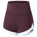 Short de yoga taille haute bordeaux avec bordure blanche et effet push-up fessier - Rouge Foncé