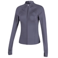 Damen Sportjacke in Rauchgrau mit Daumenlöchern und durchgehendem Reißverschluss - S / Grauviolett