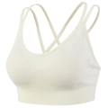 Soutien-gorge sport sans couture crème avec bretelles croisées et bande côtelée - Blanc Cassé