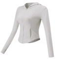 Veste de yoga slim gris clair avec capuche, fermeture éclair et passe-pouces femme - S / Hauts / Blanc de Roche