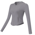 Slim fit gray hooded sports jacket with thumb holes and high-stretch quick-dry fabric - S / Rose Gray