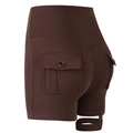 Braune High-Waist-Yoga-Cargo-Shorts mit Peach-Lift-Effekt und Seitentaschen-Detail - Dunkelbraun