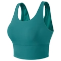 Sujetador deportivo verde azulado con tirantes anchos para yoga y carrera fitness - S / Verde