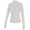 Damen Sportjacke in Hellgrau mit Reißverschluss und Daumenlöchern für Yoga und Fitness - Gebrochenes Weiß