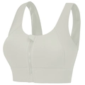 Light grey front-zipper high-impact sports bra with wide straps for yoga and running - S / Ivory