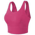 Sujetador deportivo rosa para mujer con tirantes anchos para yoga y entrenamiento - S / Rosa Rojo
