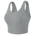 Sujetador deportivo gris de alta sujeción con tirantes anchos y diseño sin costuras - S / Gris Rinoceronte