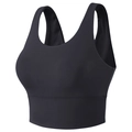 Sujetador deportivo negro con tirantes anchos para soporte en running y yoga - S / Negro