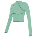 Slim fit long sleeve mint green workout crop top with black contrast wave stitching detail - Mousse Green