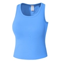 Women's rib-knit sky blue sports bra with slim fit crop cut for yoga and fitness - S / Starry Blue