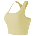 Vista laterale del reggiseno sportivo verde lime senza cuciture con spalline larghe - Giallo Lavato