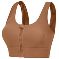 Soutien-gorge de sport marron à fort soutien avec fermeture éclair et bretelles - Soleil du Désert