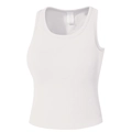 White ribbed racerback yoga sports bra with elastic slim fit for women fitness - S / White