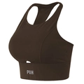 Soutien-gorge de sport marron foncé à col montant, dos nageur et découpe - Marron châtaigne