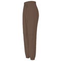 Women's brown high-waist loose joggers with drawstring and side button details - Brown