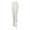Leggings yoga a vita alta color crema con dettagli laterali incrociati e fiocchi - Taglia L / Pantaloni e gonne / Crema
