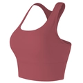 Dettaglio del reggiseno sportivo vogatore rosa scuro con bordo largo ed elastico - Rosso anfora