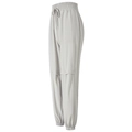 Light gray loose fit jogging pants with drawstring waist and unique knee button detail - Fog White